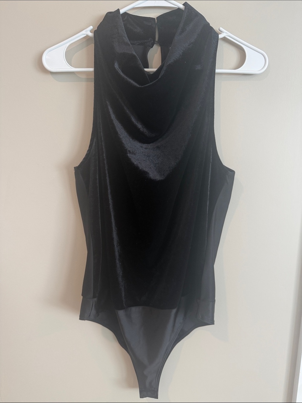 Sincerely Jules Black Velvet Cowl Neck Bodysuit - Women Tops